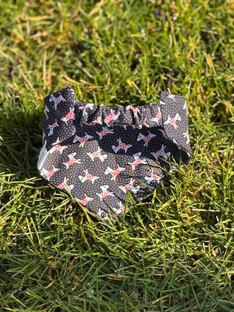 Black, Terrier Patterned Dog Bandana - Elastic Strap