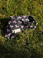 Black, Terrier Patterned Dog Bandana - Elastic Strap