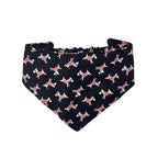 Black, Terrier Patterned Dog Bandana - Elastic Strap