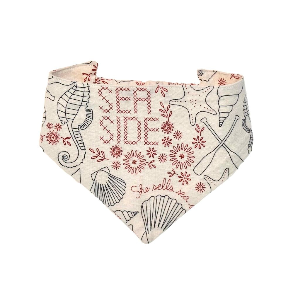 Ivory Ocean-themed, Seaside Dog Bandana - Elastic Strap