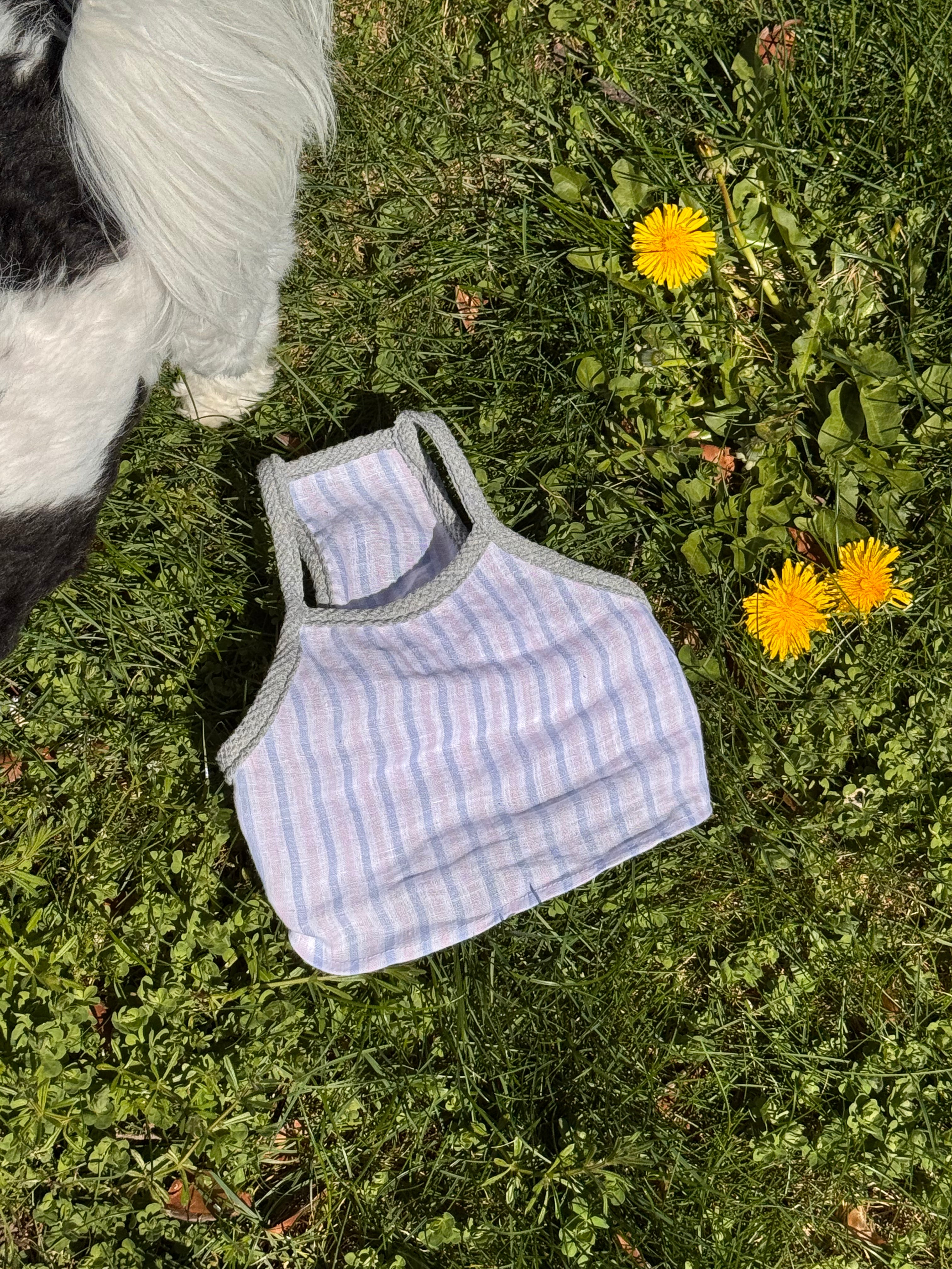 Sleeveless Spring Linen Stripe Crop-top