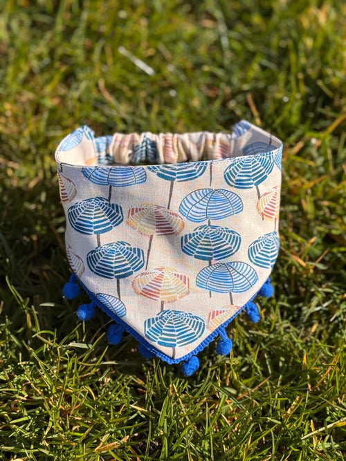 Beach aesthetics, PomPom Fringe Dog Bandana - Elastic Strap