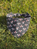 Black, Terrier Patterned Dog Bandana - Elastic Strap