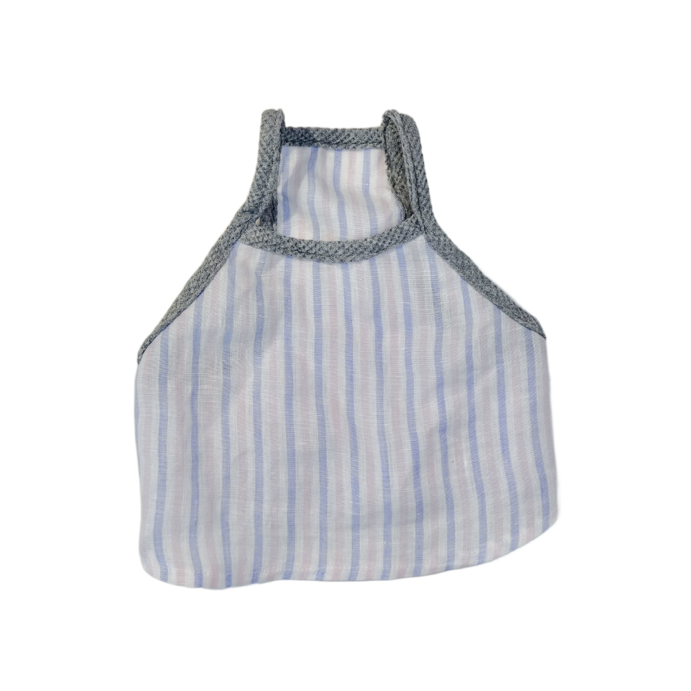 Sleeveless Summer Linen Stripe Crop-top